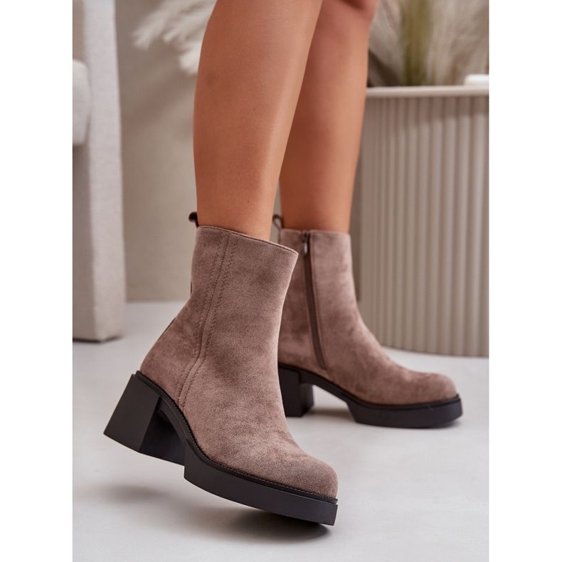 Bottines Femme Eco Suede, Isolées, Beige Foncé, Meriluna 2