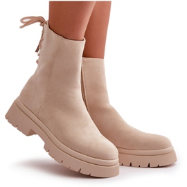 Bottines à talons plats en daim Lakyta beiges 10