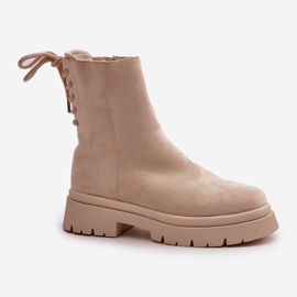 Bottines à talons plats en daim Lakyta beiges 4