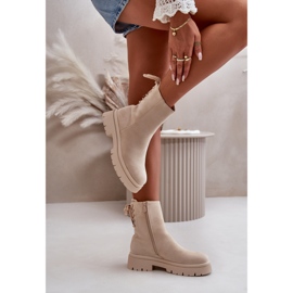 Bottines à talons plats en daim Lakyta beiges 6