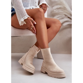 Bottines à talons plats en daim Lakyta beiges 8