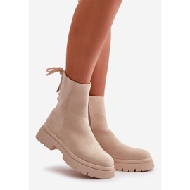 Bottines à talons plats en daim Lakyta beiges 1