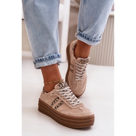 Zazoo N1068S4 Baskets en daim pour femmes sur la plateforme Léopard Rose 5