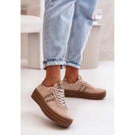 Zazoo N1068S4 Baskets en daim pour femmes sur la plateforme Léopard Rose 4
