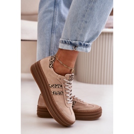 Zazoo N1068S4 Baskets en daim pour femmes sur la plateforme Léopard Rose 7