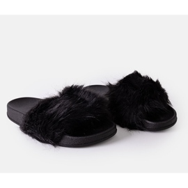 Tongs Candy noires avec fourrure le noir 2