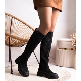 Bottines noires sur talon massif, Muguet le noir 1
