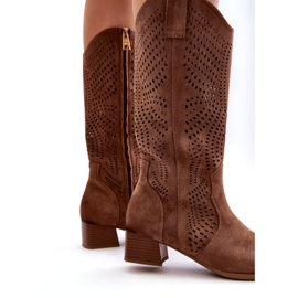 Vinceza Bottines Ajourées à Petits Talons Marron Walea brun 3