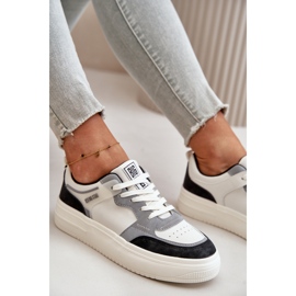 Baskets basses pour femmes en cuir écologique Big Star OO274028 blanc et gris 2
