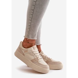 Baskets basses pour femmes en cuir écologique Big Star OO274029 Beige 1