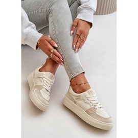 Baskets basses pour femmes en cuir écologique Big Star OO274029 Beige 2