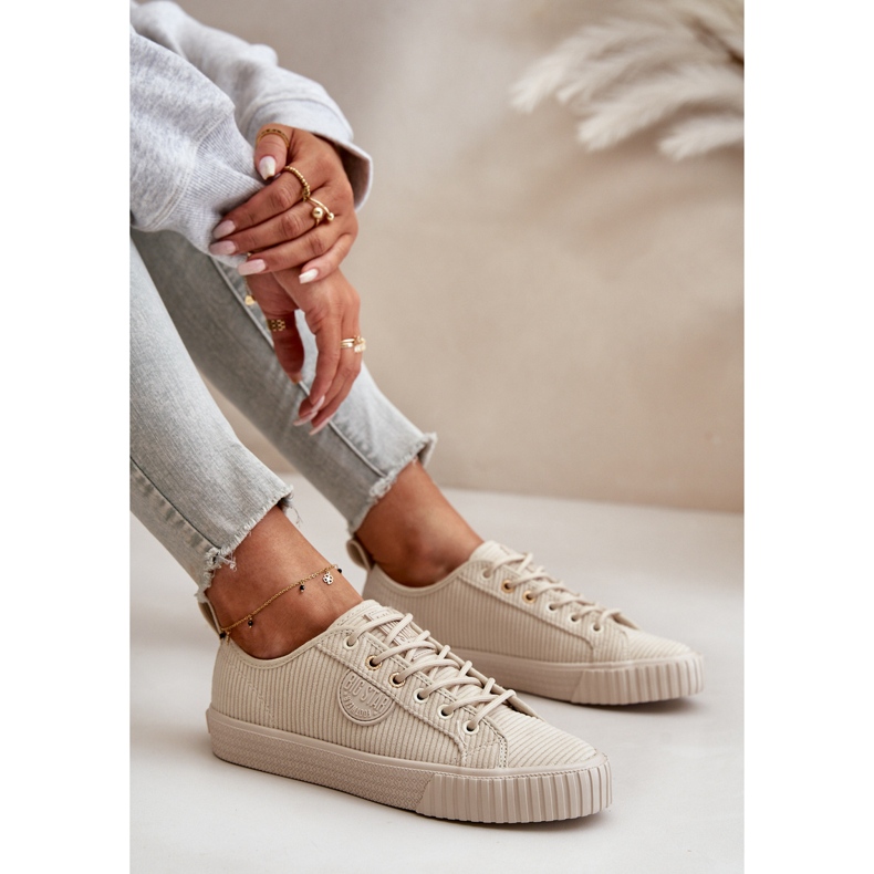 Baskets isolées en velours côtelé pour femmes Big Star OO274812 Hi-Poly System Beige 2