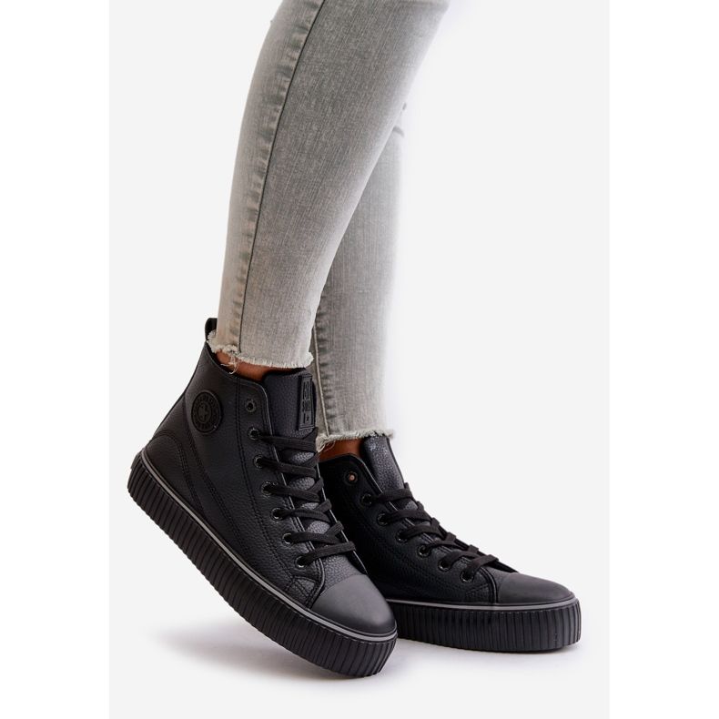 Baskets isolées en cuir écologique pour femmes Big Star OO274790 Noir 1