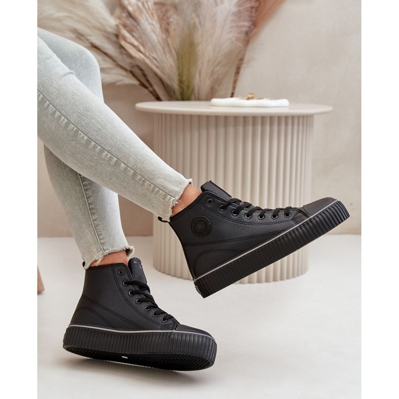 Baskets isolées en cuir écologique pour femmes Big Star OO274790 Noir 2