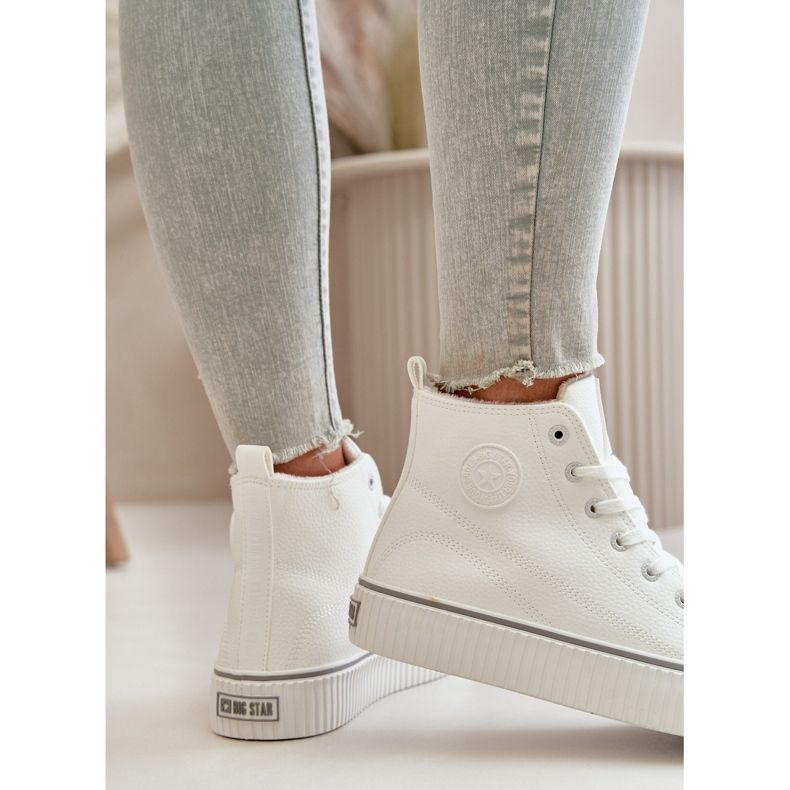Baskets isolées en cuir écologique pour femmes Big Star OO274788 Blanc blanche 2