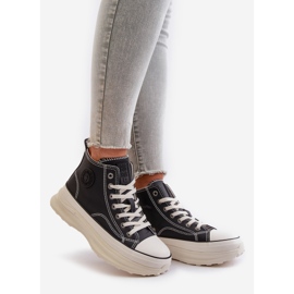 Baskets à plateforme pour femmes en cuir écologique Big Star OO274063 noir le noir 1