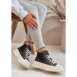 Baskets à plateforme pour femmes en cuir écologique Big Star OO274063 noir le noir 2