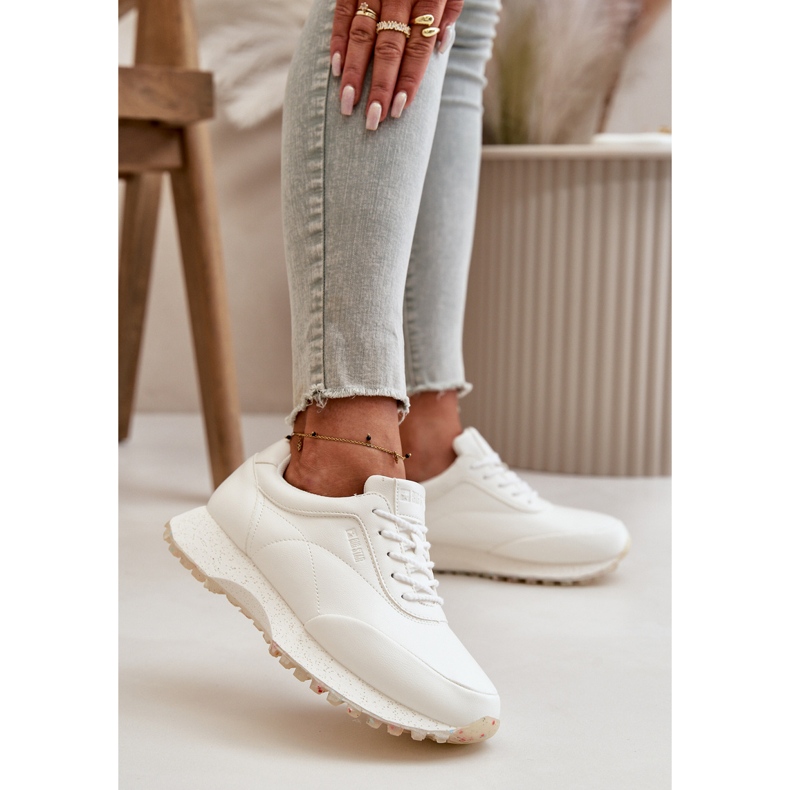 Baskets pour femmes chaussures de sport en cuir écologique Big Star OO274023 Hi-Poly System blanc 2