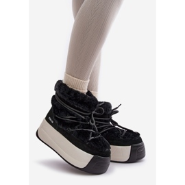 Bottes de neige pour femmes en cuir sur semelle épaisse avec fourrure Big Star OO274A206 noir le noir 1