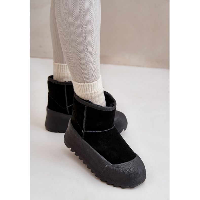 Bottes de neige isolées en daim sur la plateforme Big Star OO274A213 Noir le noir 2