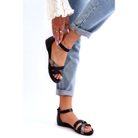 Zazoo 40225 Sandales plates en cuir, noir le noir 1