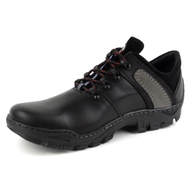 Olivier Chaussures de trekking en cuir pour hommes 311GT, noires le noir 1
