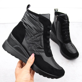 Bottes de neige compensées pour femmes, noires Potocki 12225 le noir 1 Bottes de neige compensées pour femmes, noires Potocki 12225 le noir 1