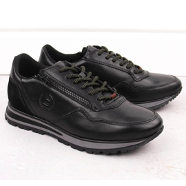 Chaussures confortables en cuir noir pour hommes Bugatti OO153301 1