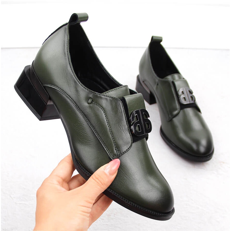 Chaussures à talons hauts en cuir pour femmes, vert Vinceza 25-58349 1
