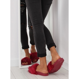 Chaussons bordeaux avec fourrure zy383-007-1 vin rouge 1