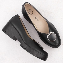 Chaussures slip-on en cuir noir pour femme Filippo DP4569 le noir 4