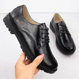 Chaussures à lacets en cuir noir pour femme Filippo DP6431 le noir 1