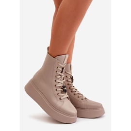 Bottes de travail en cuir pour femmes avec épingles Beige CheBello 4294 1 Bottes de travail en cuir pour femmes avec épingles Beige CheBello 4294 1