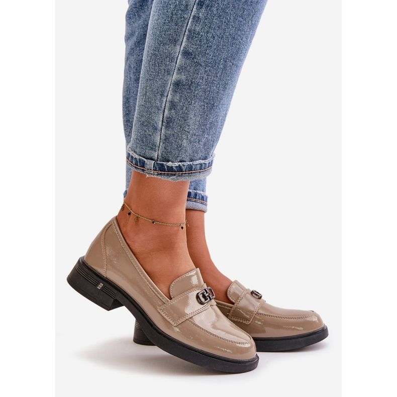 Mocassins Femme En Cuir Verni Kaki Vinceza 58409 vert 1