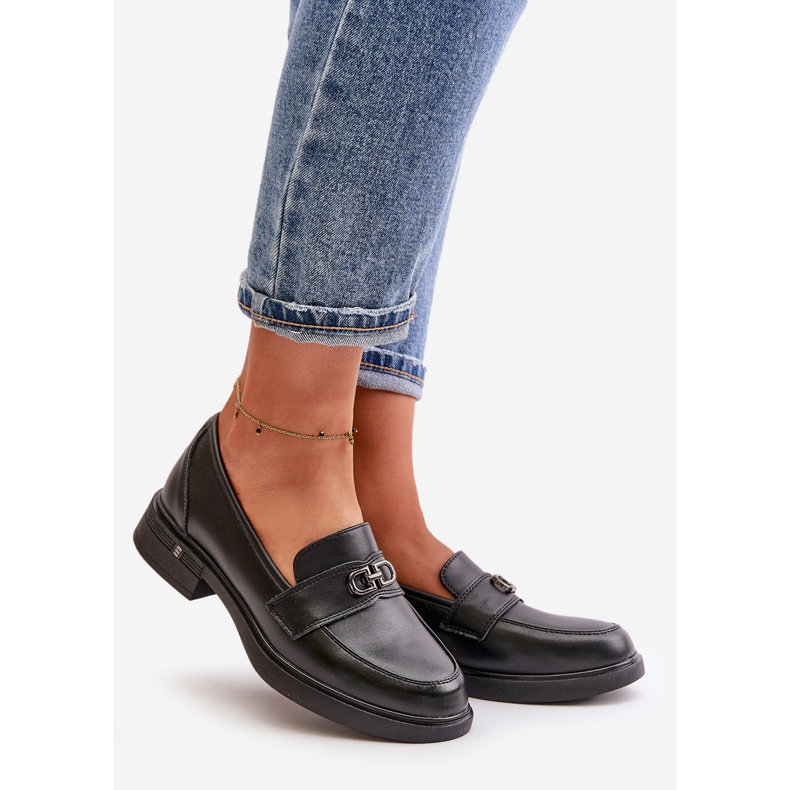 Mocassins Pour Femmes En Cuir Naturel Noir Vinceza 58409 1