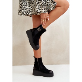 Bottines Chelsea isolées pour femmes sur semelle compensée et plateforme en daim écologique noir Vinceza 58339 le noir 7