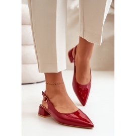 Ballerines en cuir verni sur talons bas à bouts pointus Anarinne rouge 3