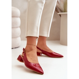 Ballerines en cuir verni sur talons bas à bouts pointus Anarinne rouge 2