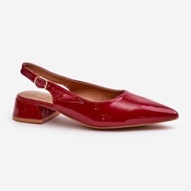 Ballerines en cuir verni sur talons bas à bouts pointus Anarinne rouge 4