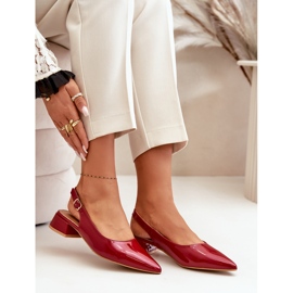 Ballerines en cuir verni sur talons bas à bouts pointus Anarinne rouge 7