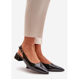 Ballerines Anarinne noires vernies à talons bas et bouts pointus 1