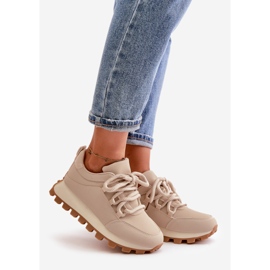 Chaussures de sport baskets sur plateforme en éco-cuir, Beige Riadella 1