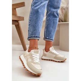 Baskets de sport à lacets pour femmes sur la plateforme Beige Mialunae 2