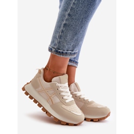 Baskets de sport à lacets pour femmes sur la plateforme Beige Mialunae 1
