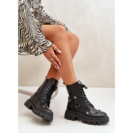 Bottes de travail pour femmes avec décorations, cuir écologique, Cadenilla noire 2