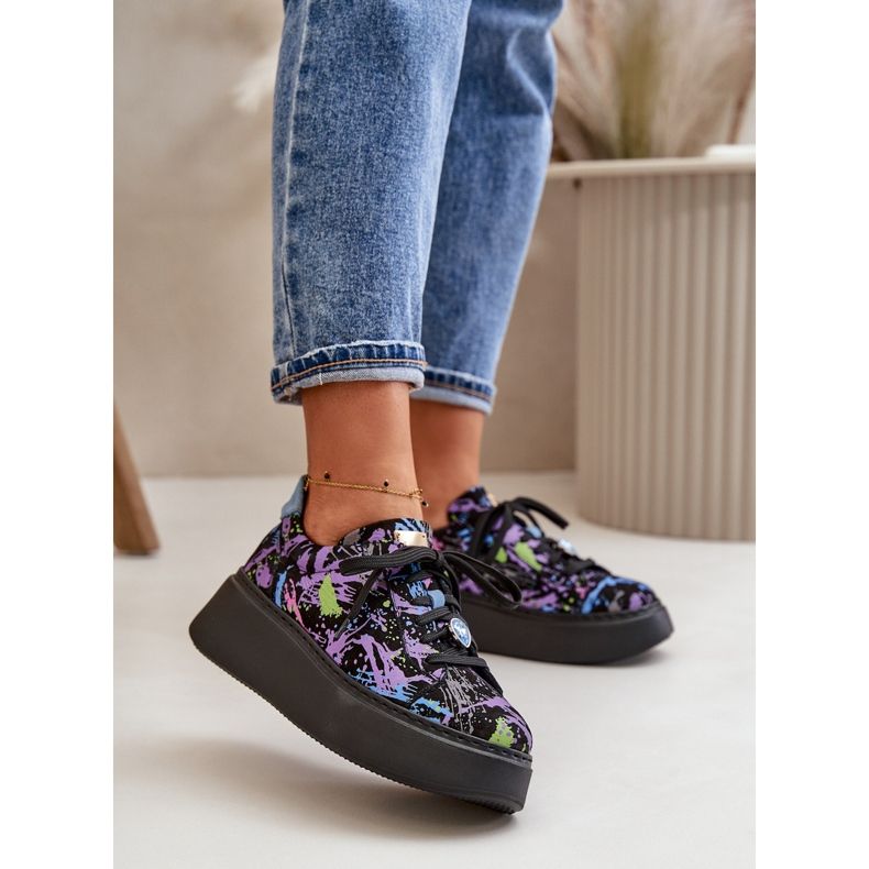 Chaussures de Sport en Cuir à Plateforme Maciejka 06191-05 Violet le noir 2