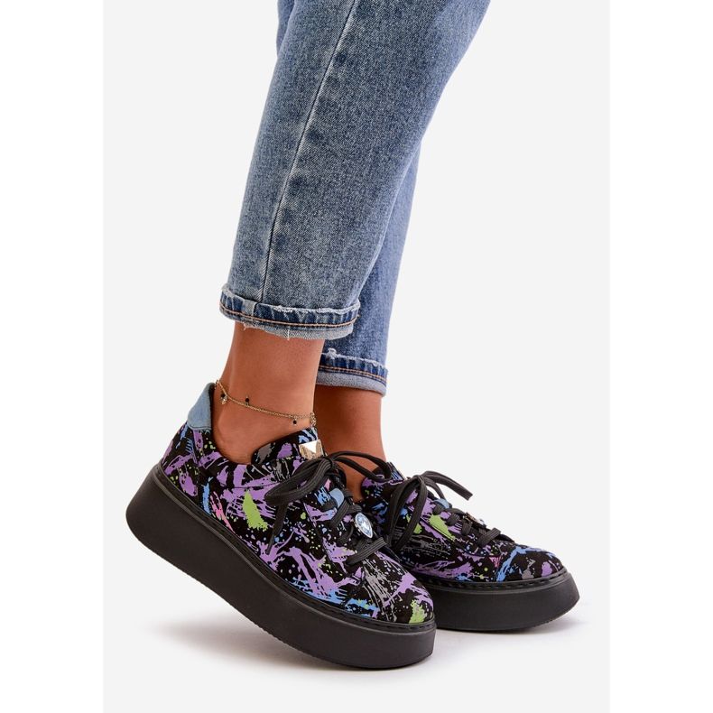 Chaussures de Sport en Cuir à Plateforme Maciejka 06191-05 Violet noir 1