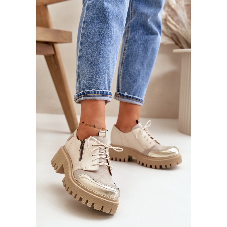 Chaussures pour femmes en cuir naturel beige Maciejka 06177-04 2