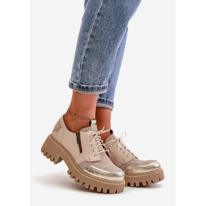 Chaussures pour femmes en cuir naturel beige Maciejka 06177-04 1