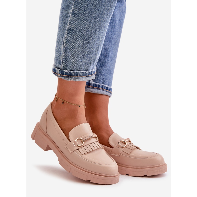 Mocassins Pour Femmes Avec Décoration En Cuir Beige Tialorae 1
